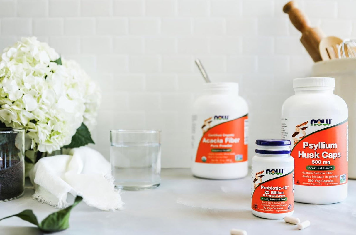 Suplementos de Psyllium Husk 500 mg NOW Foods, 500 cápsulas veg.