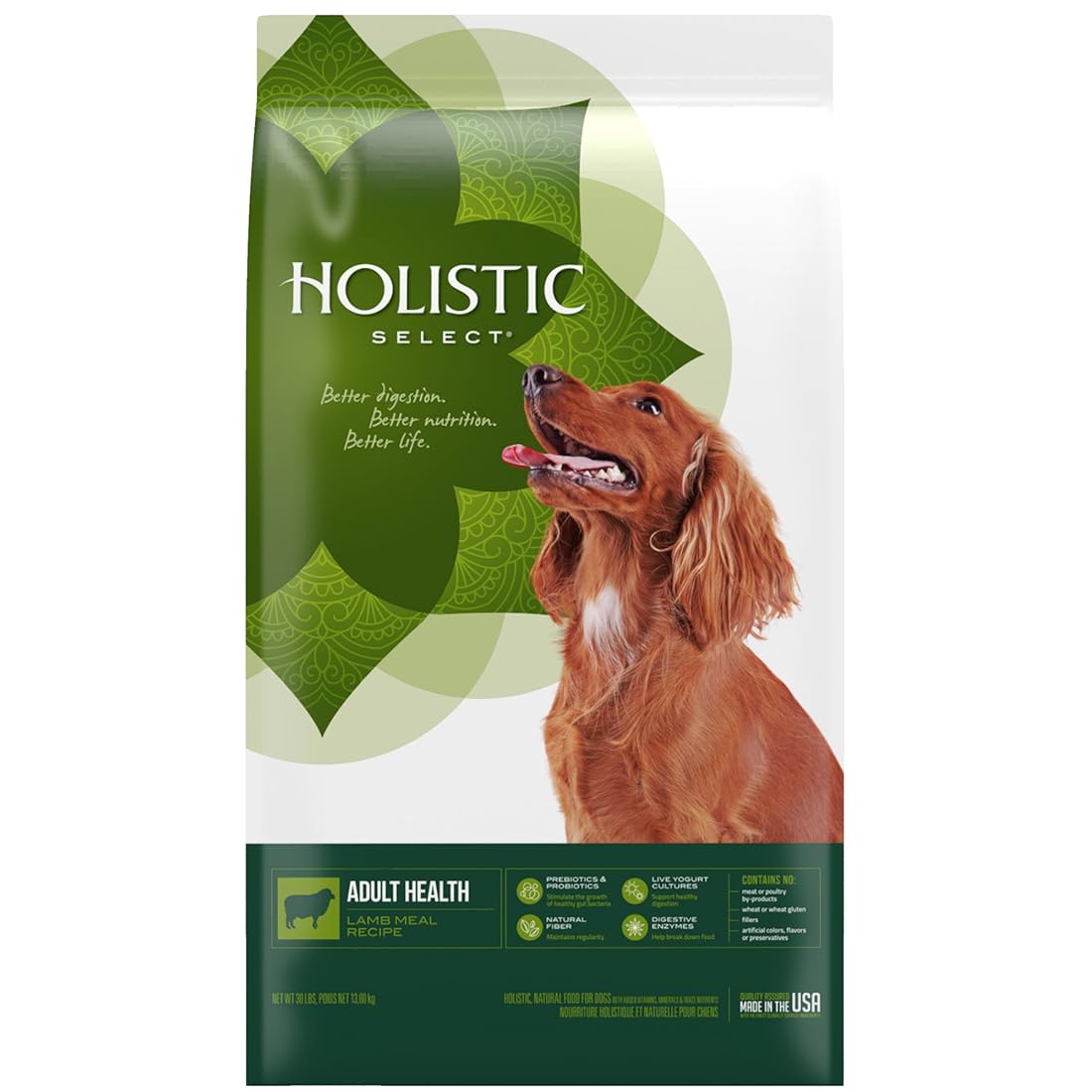 Alimento seco natural para perros, receta de harina de cordero.