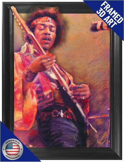 Póster 3D Jimi Hendrix | Arte Urbano | 14.5x18.5 | Decoración