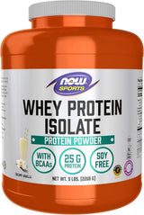 Suplemento de proteína whey isolate de NOW Foods, 25 g con BCAAs, 5 lb