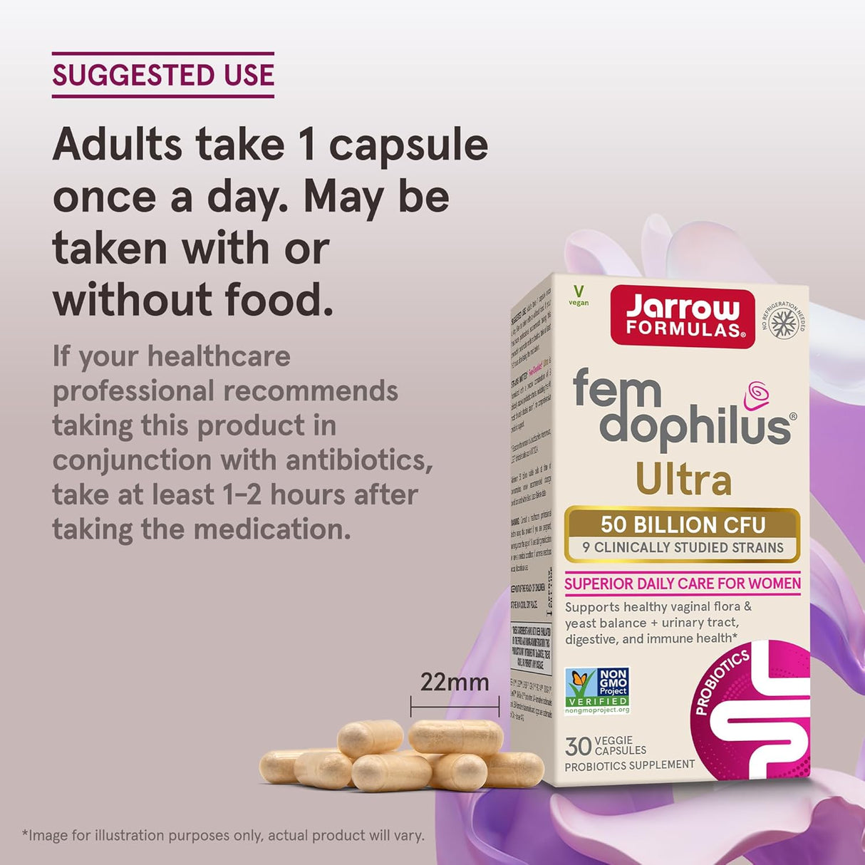 Jarrow Fem-Dophilus Probiótico Vaginal y Digestivo 50B CFU