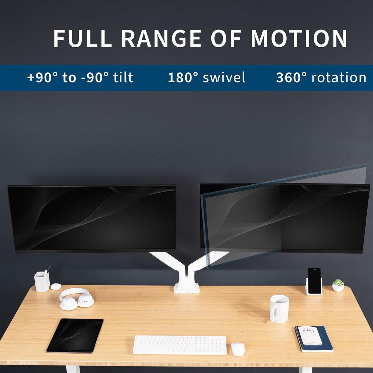 Soporte Doble para Monitores VIVO, hasta 40 y 32.5 lbs, STAND-V202QW