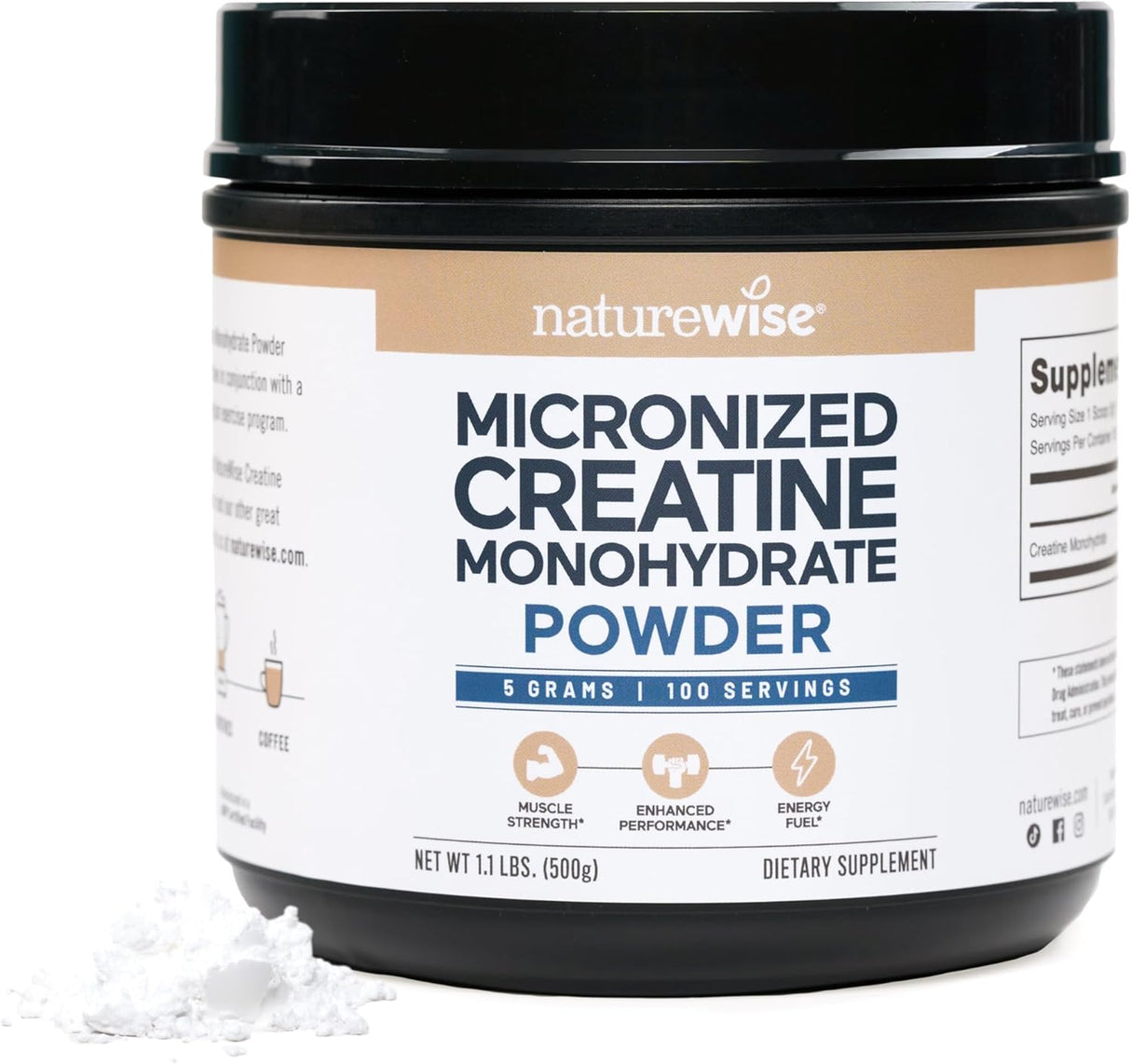 Creatina Micronizada NatureWise, 5000mg, 100 Serv, Unflavored