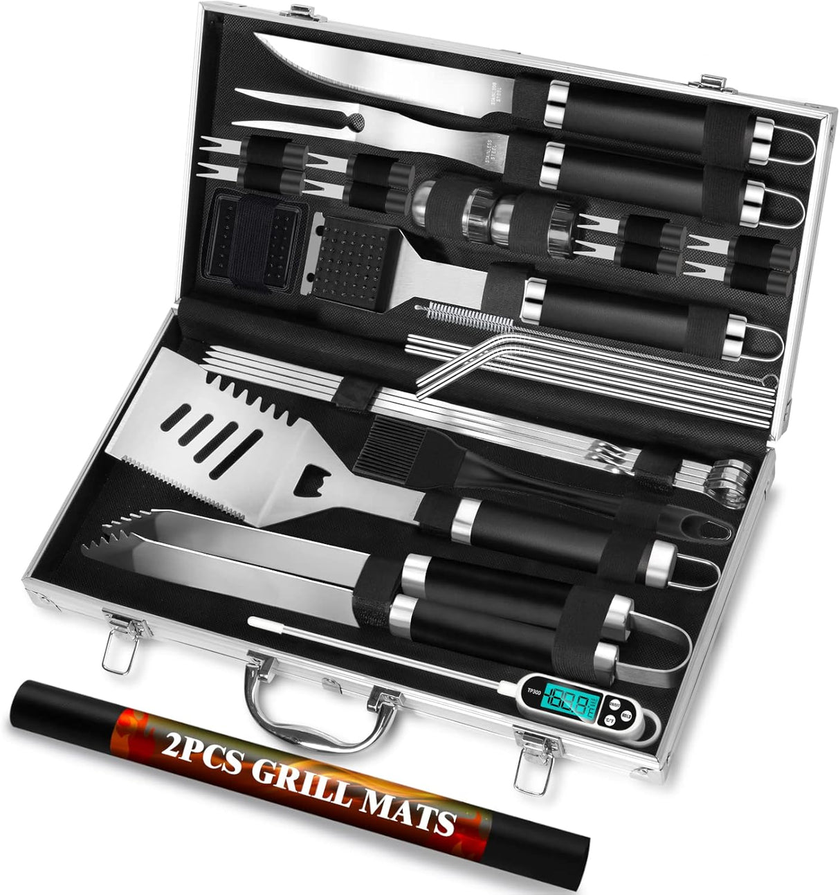 Juego de Utensilios de BBQ ROMANTICIST, Acero Inoxidable, 30pcs