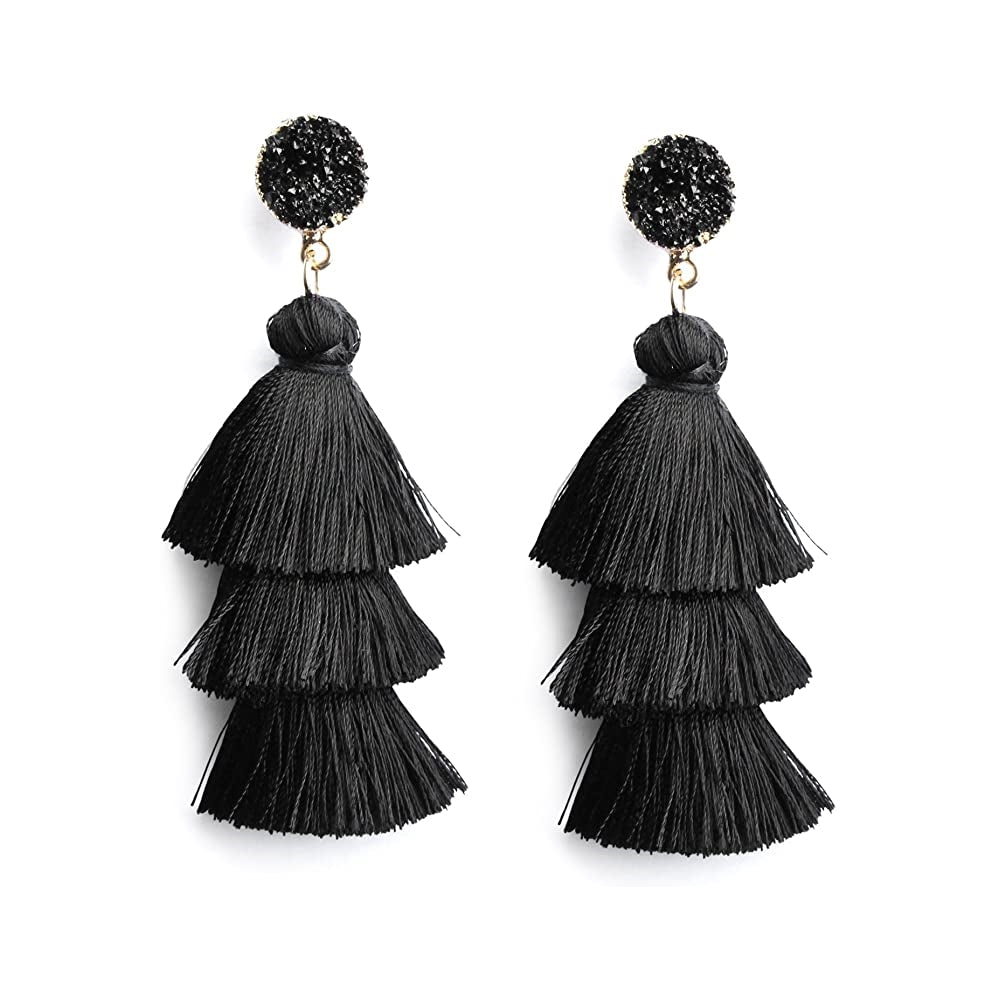 Aretes de borla de colores diseño bohemio para mujer