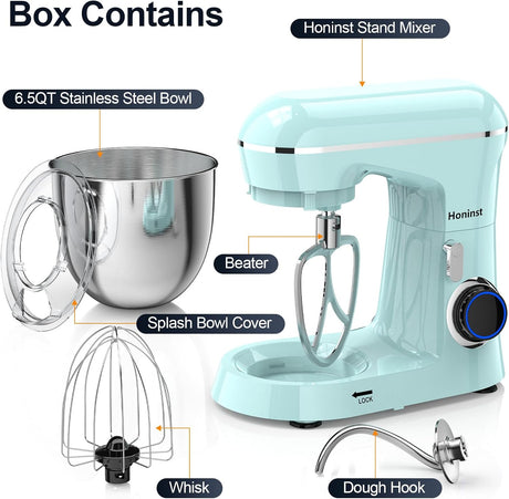 Batidora de Pie 6.5QT 10 Velocidades 660W, Modelo 3-en-1