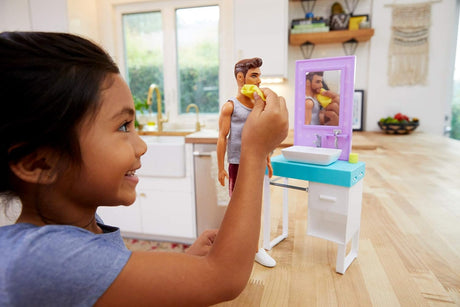Barbie Ken Set de Baño con Mueble y Accesorios para 3-7 Años