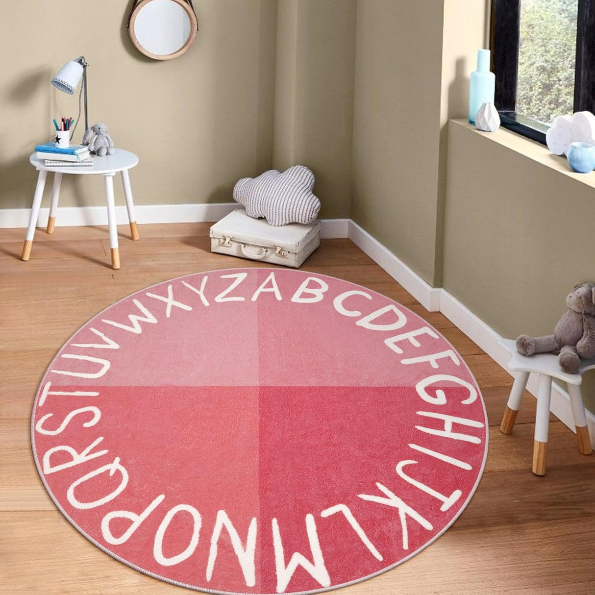 Alfombra Redonda Lavable para Niños, LIVEBOX, 71 ABC