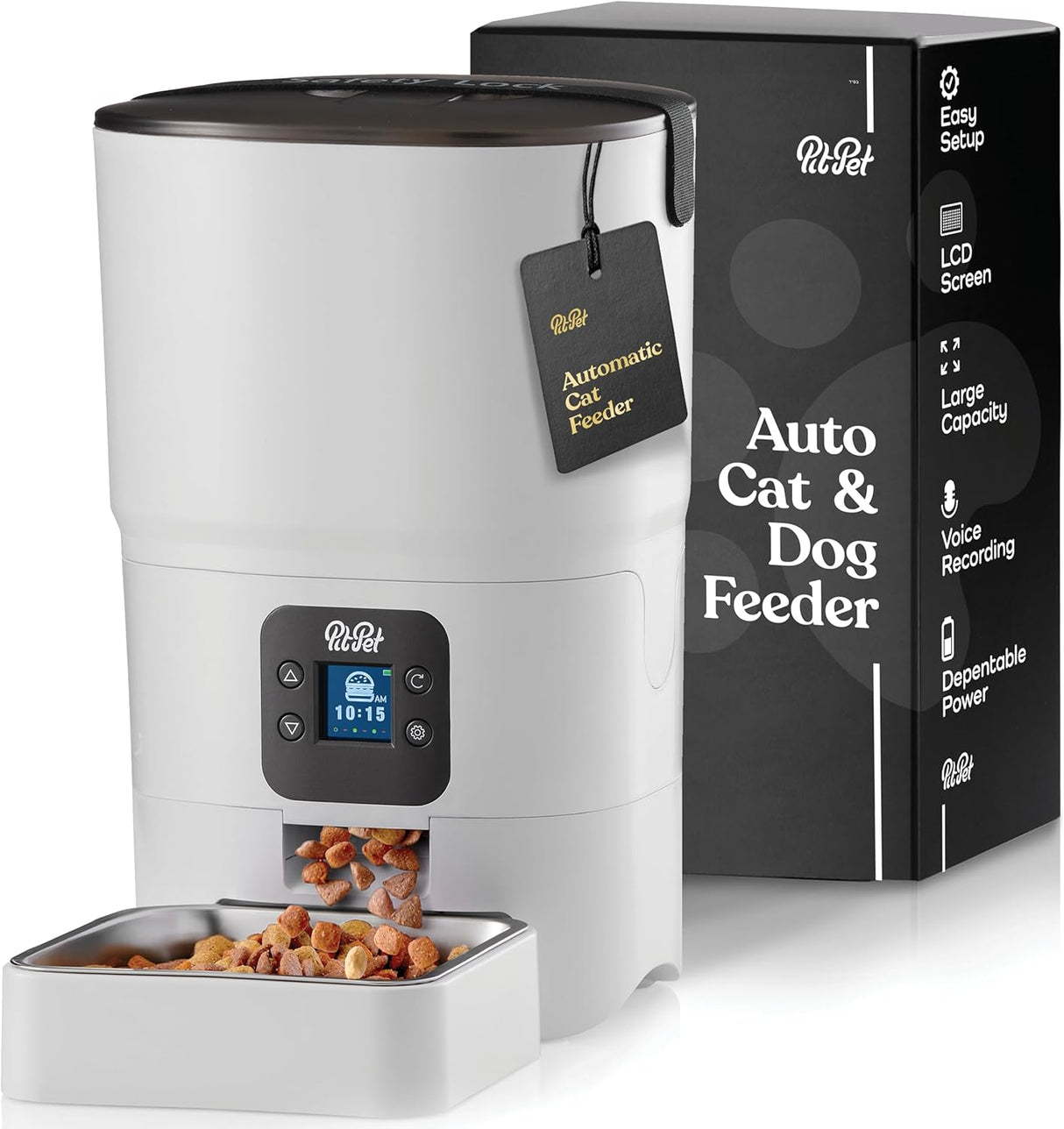 Comedero Automático para Gatos - 6L, Control de Porciones, LCD