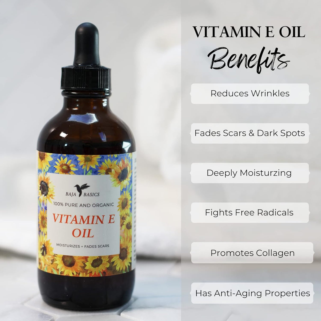 Aceite de Vitamina E Puro, Hidratante Multiuso para Piel