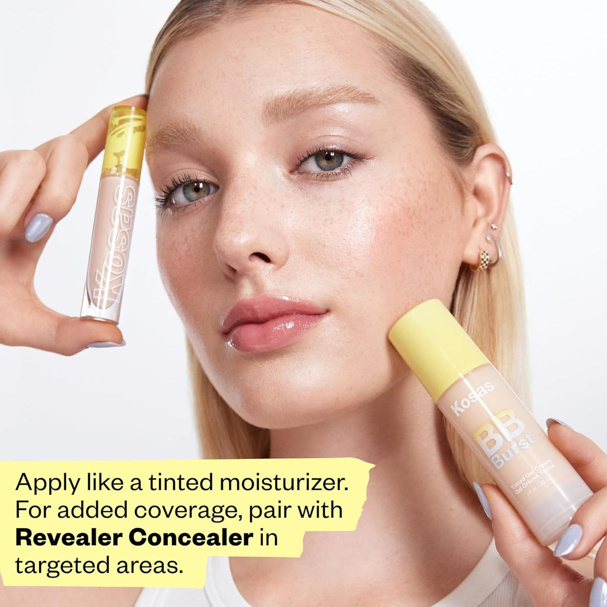 Crema de gel facial tintada con soporte de colágeno