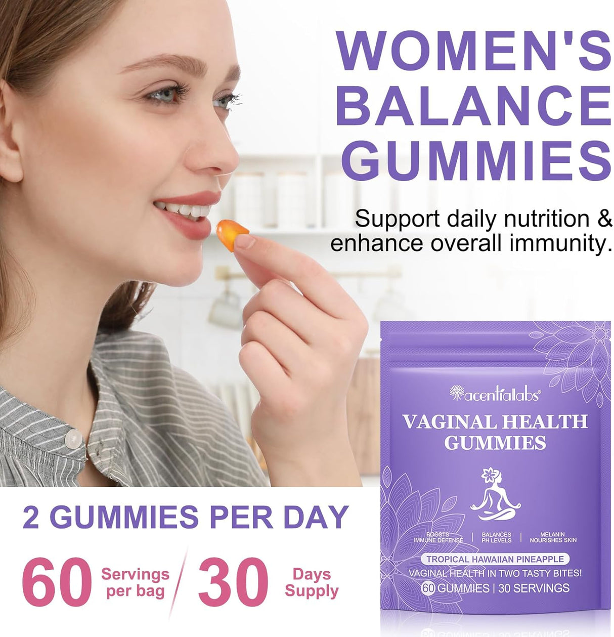 Vital Vaginal Probiotics Gummies, Salud Femenina, 60 unidades
