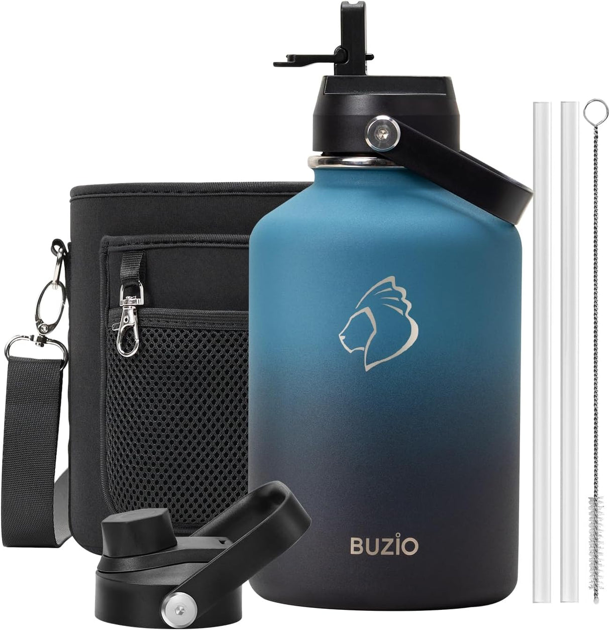 Botella de Agua de Acero Inoxidable BUZIO 64 oz, Aislada, Modelo Half Gallon