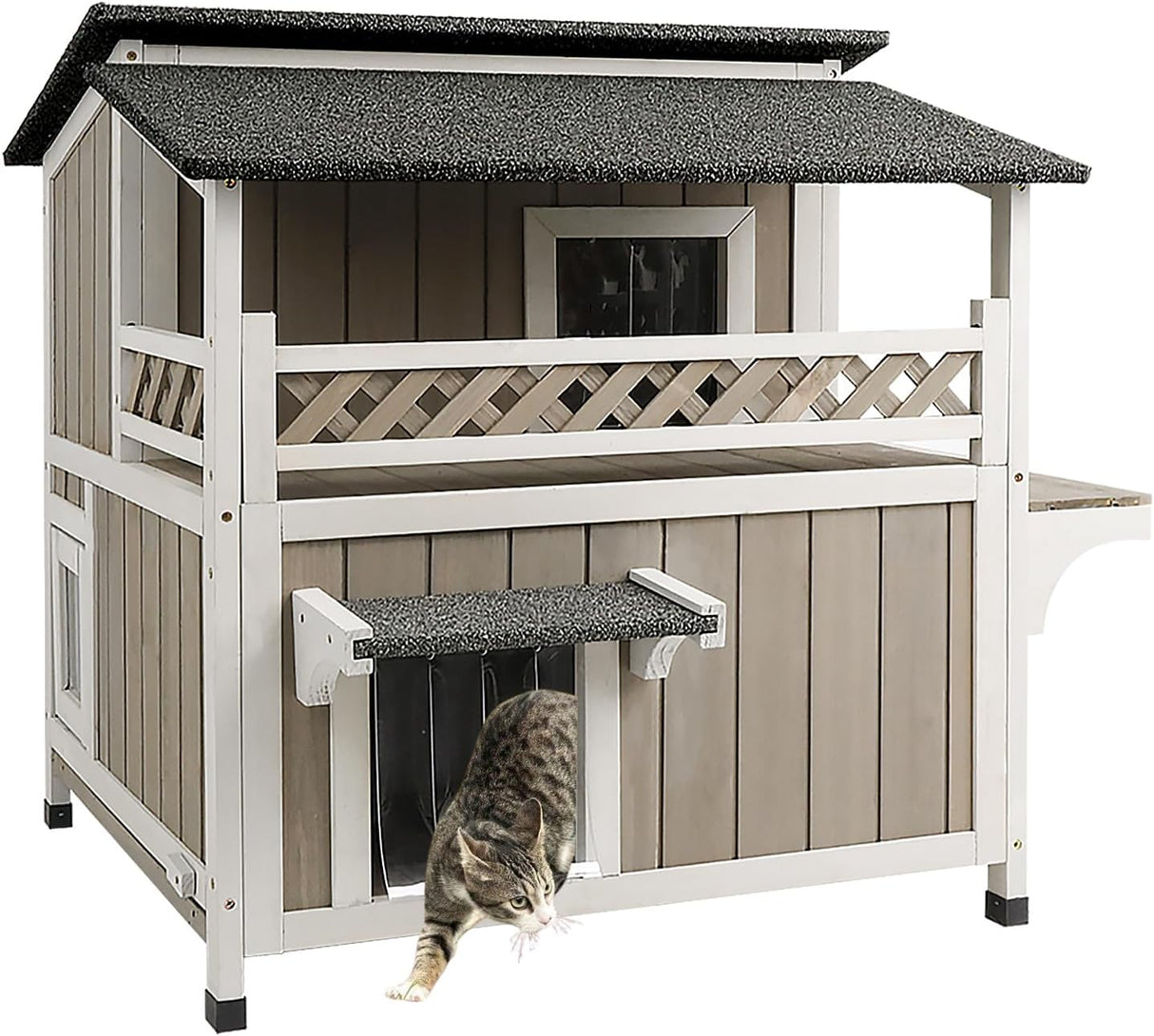 Casa para Gatos Exterior, Refugio Feral, Dos Pisos, Modelo 2023