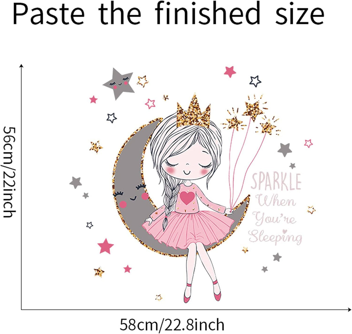 Pegatinas Murales ROFARSO para Niños, Chica en la Luna