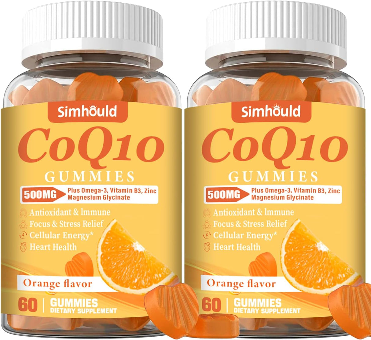 CoQ10 500MG Gummies +Omega-3,Magnesio,Vitamin B3,Zinc 120