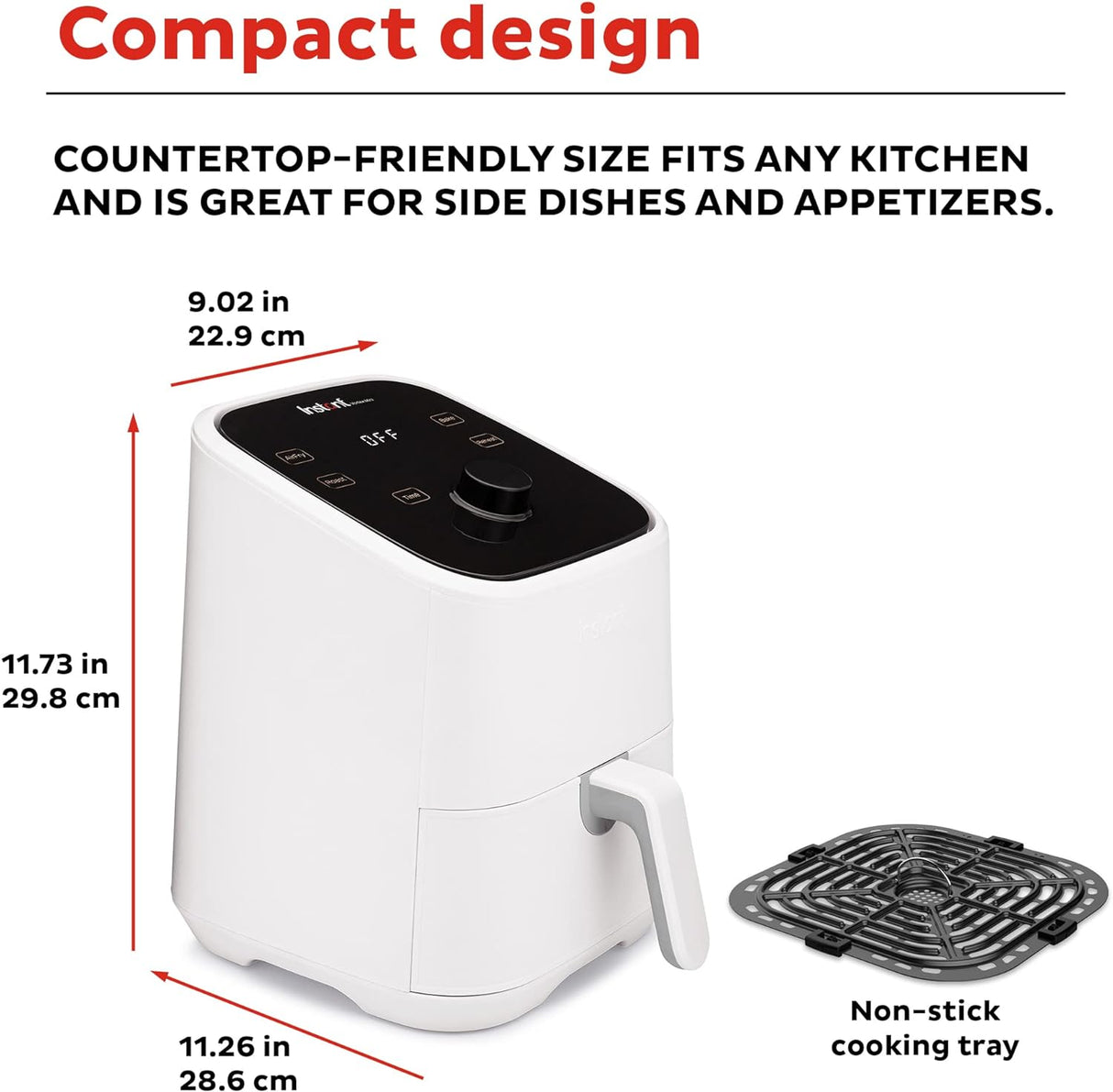 Mini Freidora de Aire Instant Vortex 2QT, cocina rápida, 100 recetas