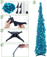 Árbol de Navidad Tinsel 5ft MACTING con Luces, Fácil Montaje