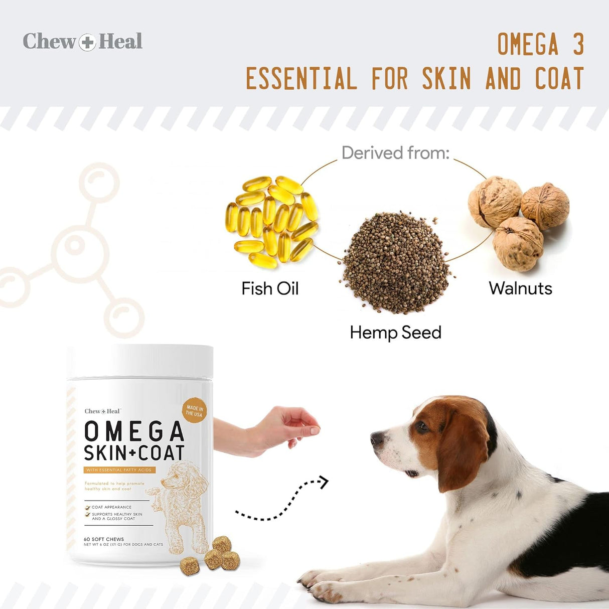 Vitaminas Aceite de salmón para masticar curar para perros