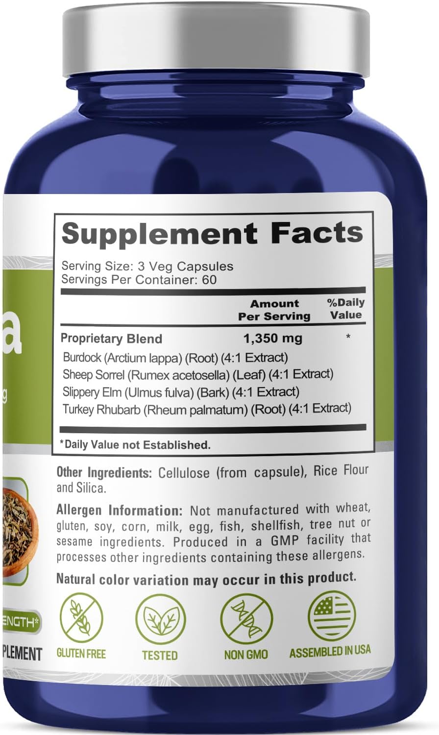 Suplemento Té Essiac 1350 mg 180 cápsulas vegetales sin OMG