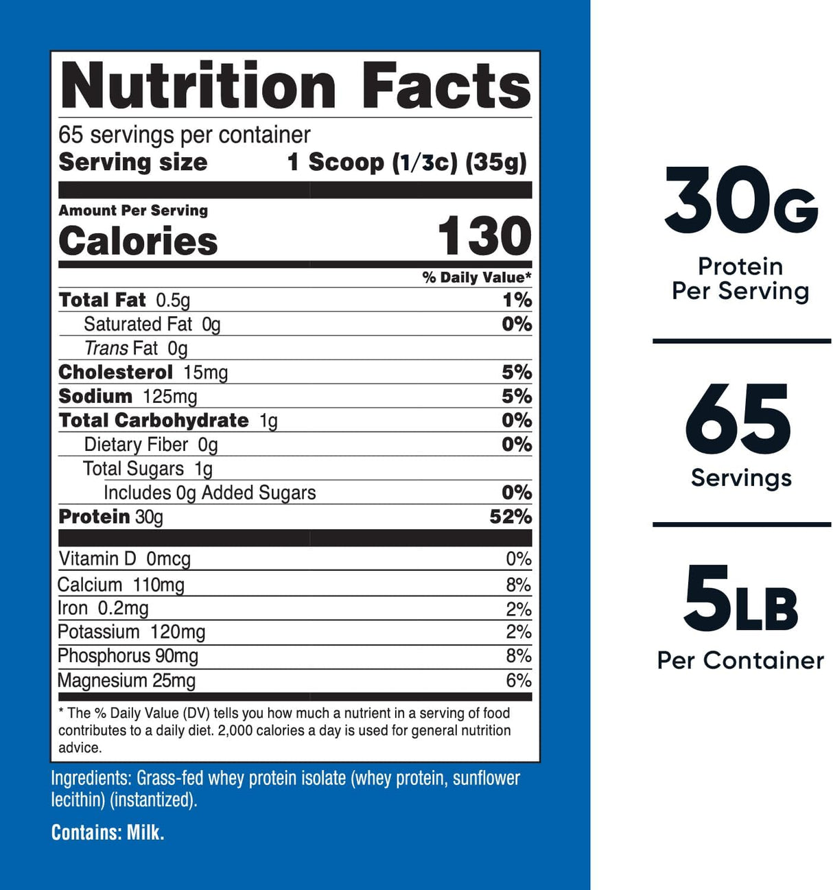 Proteína de Suero Isolada Nutricost 5LBS - Sin rBGH, No GMO