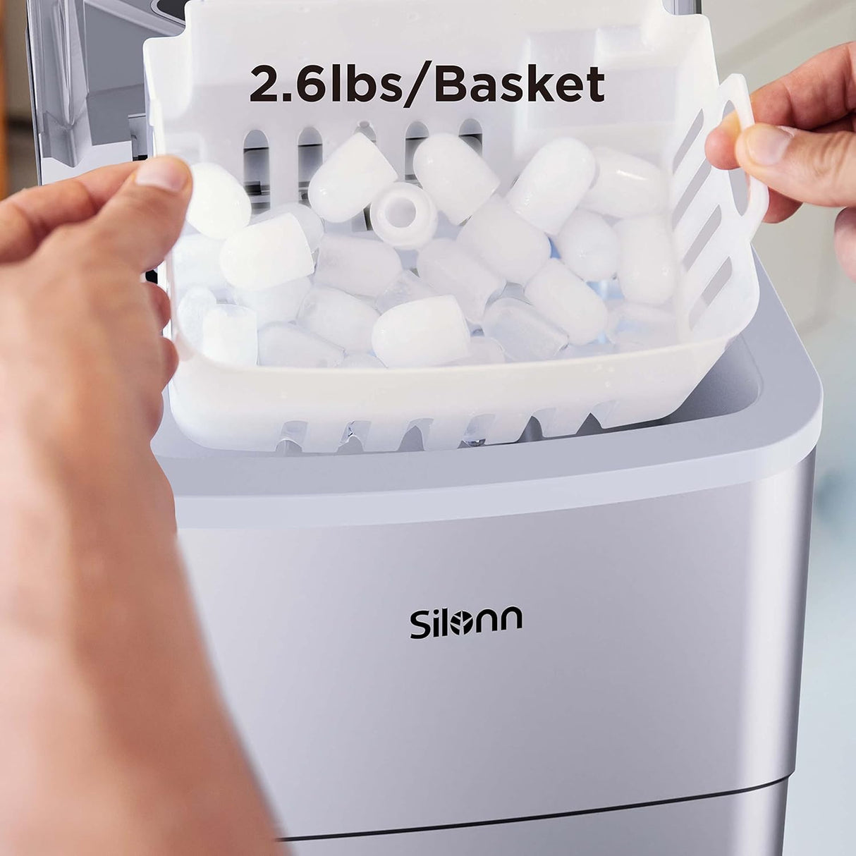 Máquina de Hielo Silonn, 9 Cubos en 6 Min, Auto-Limpieza