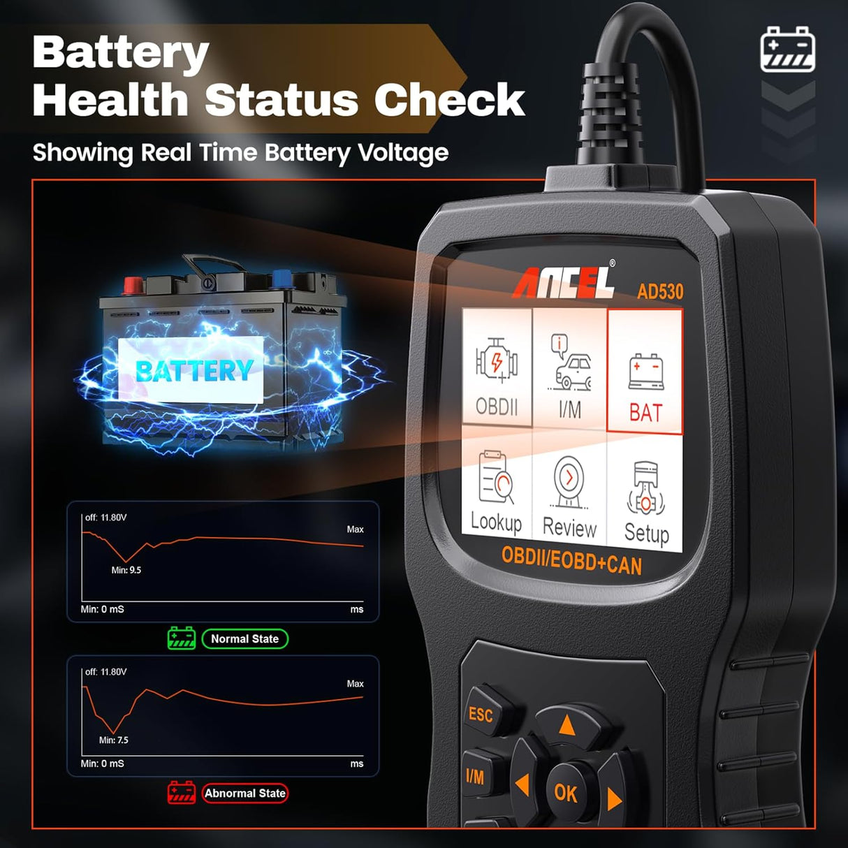 Escáner de diagnóstico OBD2 para automóvil AD530 ANCEL