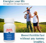 Suplemento diario de hierro y multivitaminas Dr. Wholeness, energía y ferritina, 30 cápsulas
