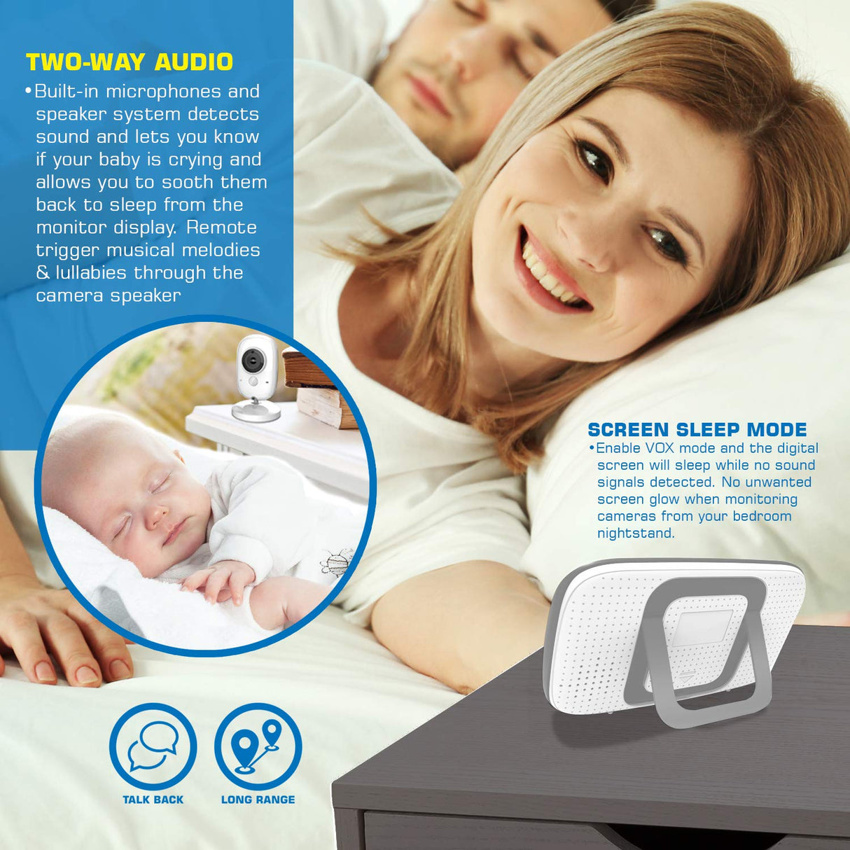 Monitor para bebe Con Visión nocturna SERENELIFE SLBCAM20