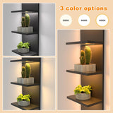 Estante Flotante de 5 Niveles con Luz LED, Diseño Vertical