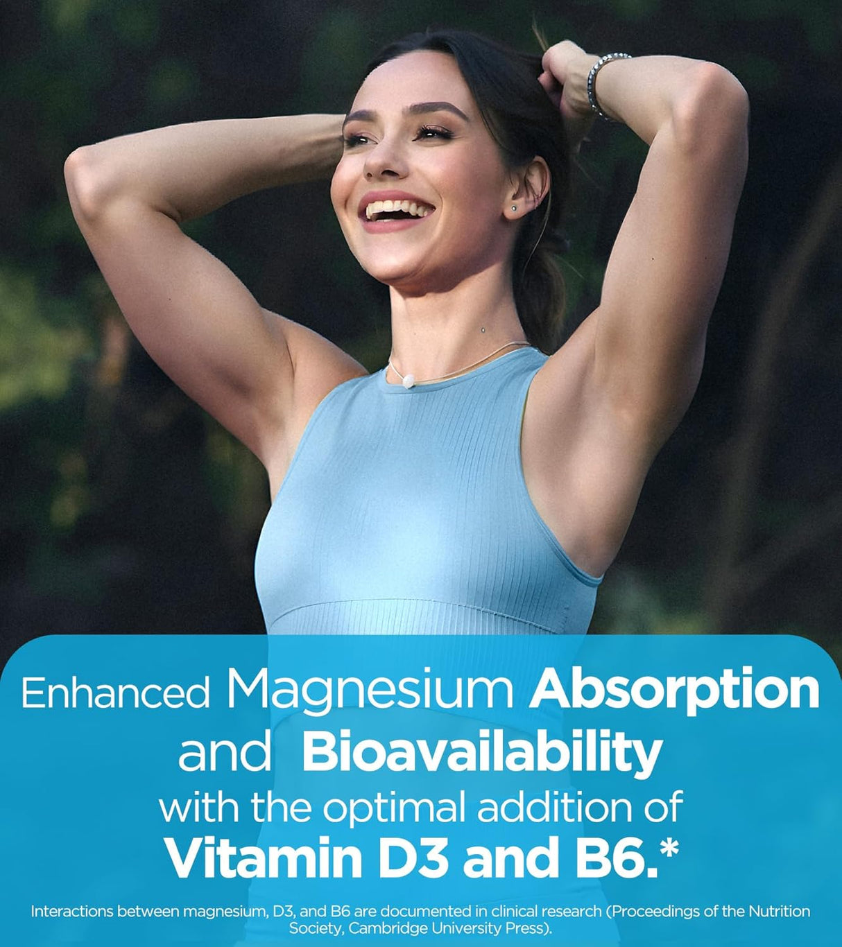 Suplemento de Magnesio Cuádruple, 400mg, Vit D3 & B6, 60 cápsulas