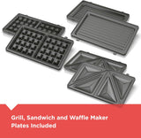 Waffle Iron 3 en 1 BLACK+DECKER, Placas Removibles WM2000SD