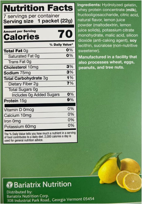 Bebida en polvo sabor fruta, 15g proteína, sin azúcar, bajo calorías, compatible con Ideal Protein, 7 porciones
