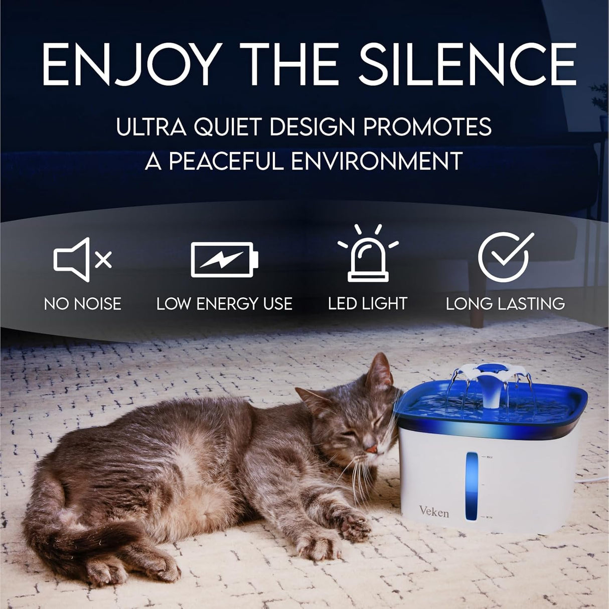 Fuente Automática para Mascotas Veken 2.8L con Filtros