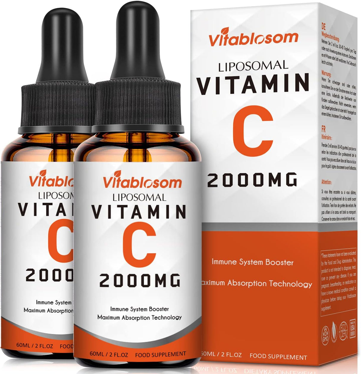 Suplementos Líquido liposomal de vitamina C de 2000 mg