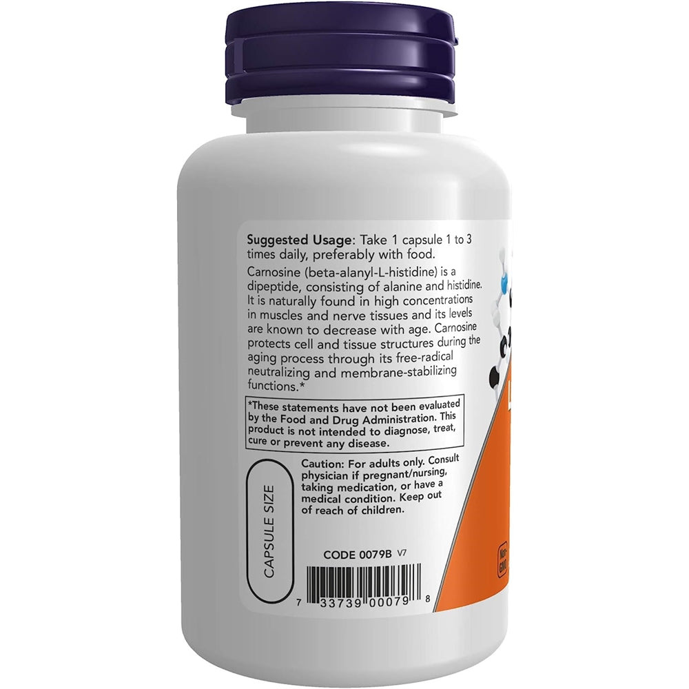 Suplementos L-carnosina beta-alanil-L-histidina 500 mg