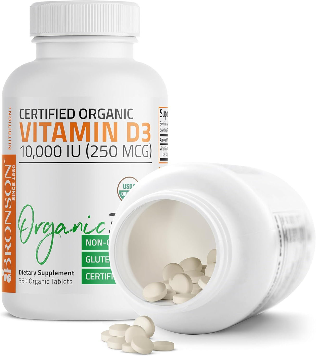 Bronson Vitamina D3 10,000 IU Orgánico 360 Comprimidos