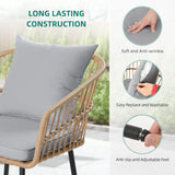 YITAHOME Juego de muebles de patio de 4 piezas, juego de mimbre para balcón, juego de conversación de ratán para todo tipo de clima, con sillas de dos plazas, cojines suaves para patio, piscina, cubierta, jardín, gris