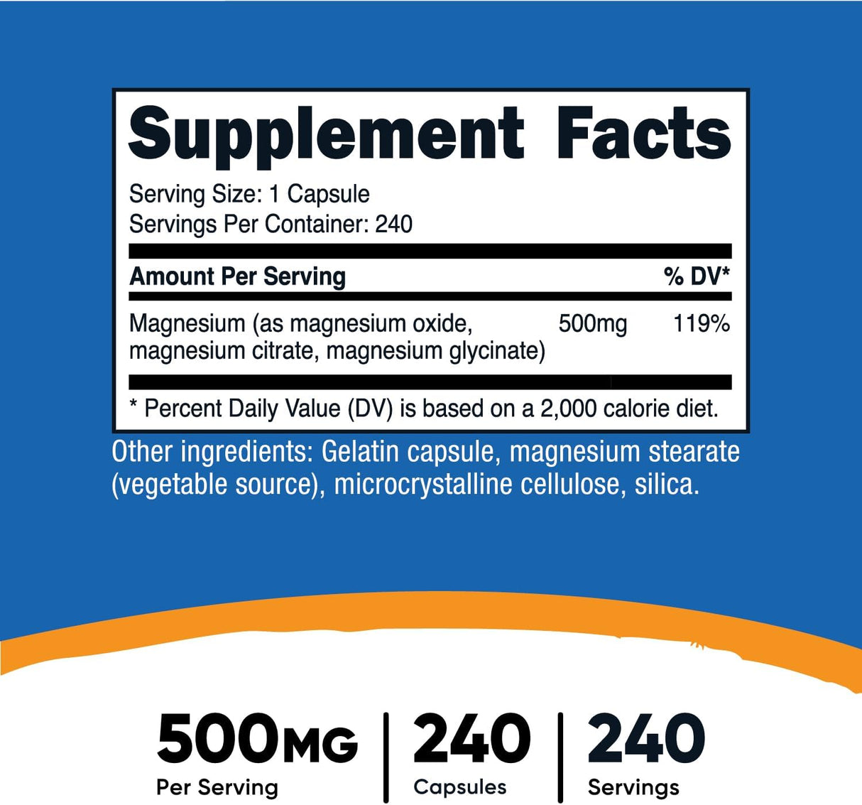 Complejo de Magnesio 500 mg, Óxido, Citrato y Glicinato