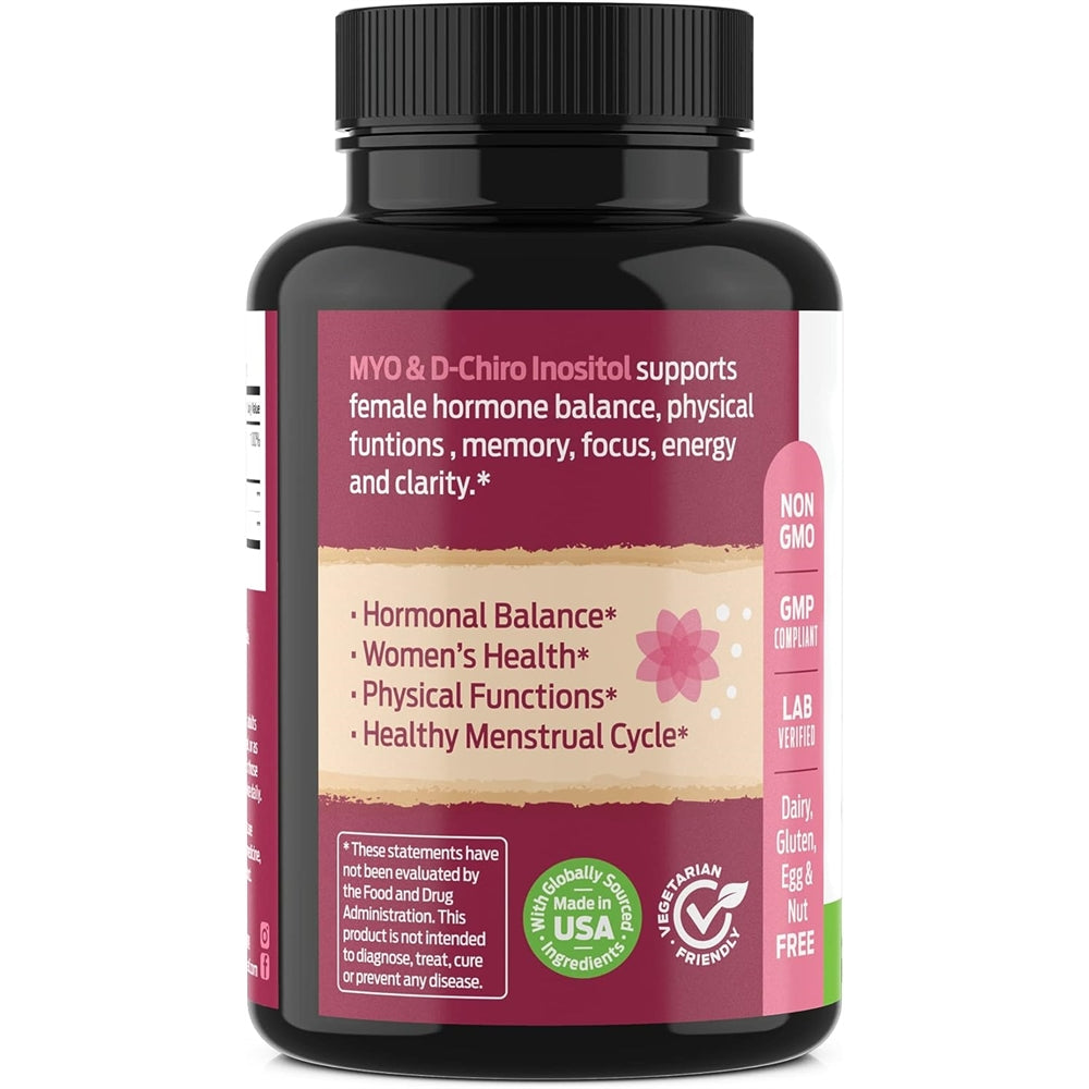Suplemento de inositol Myo y D-Chiro con folato equilibrio