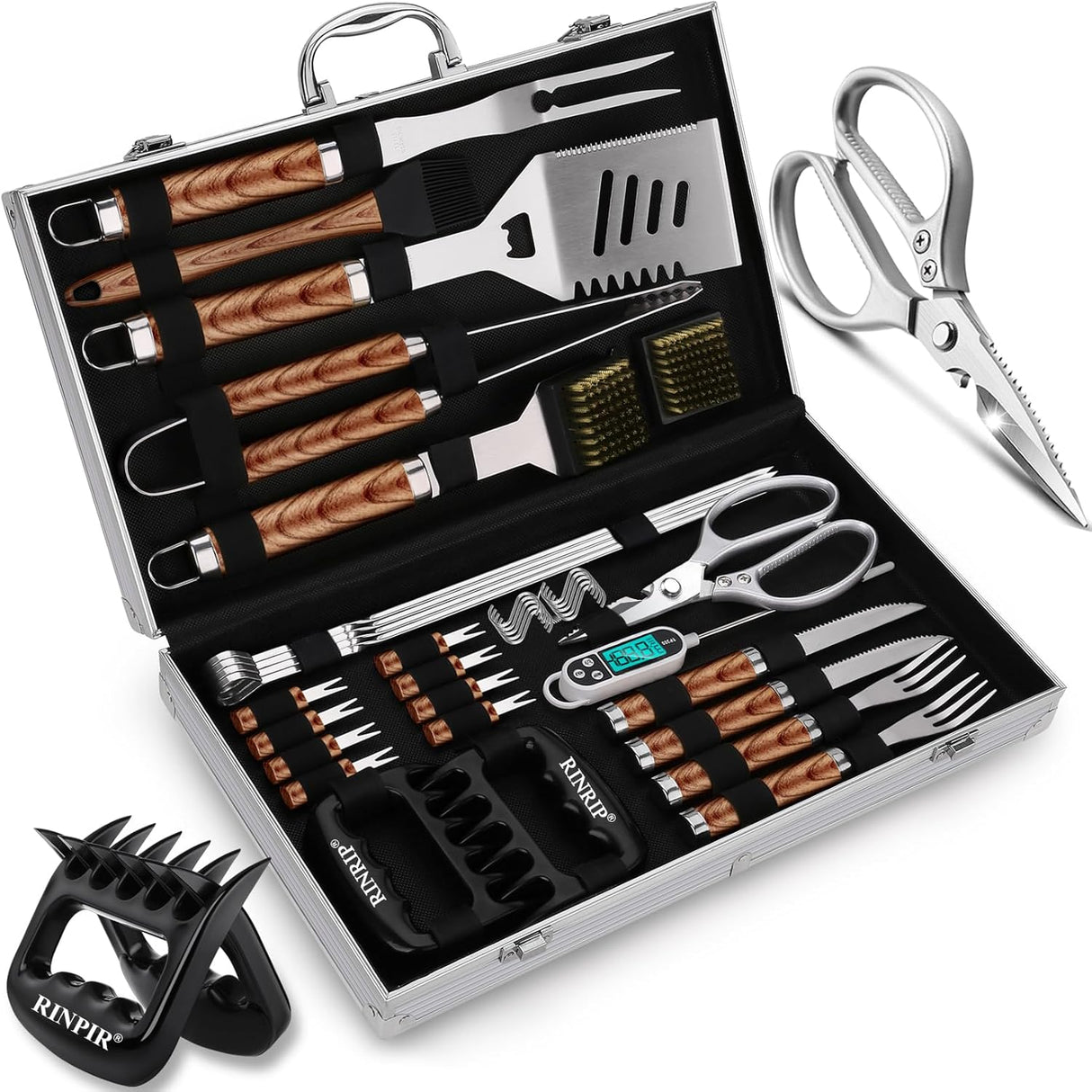 Set de accesorios de parrilla 35 pcs, herramientas de acero