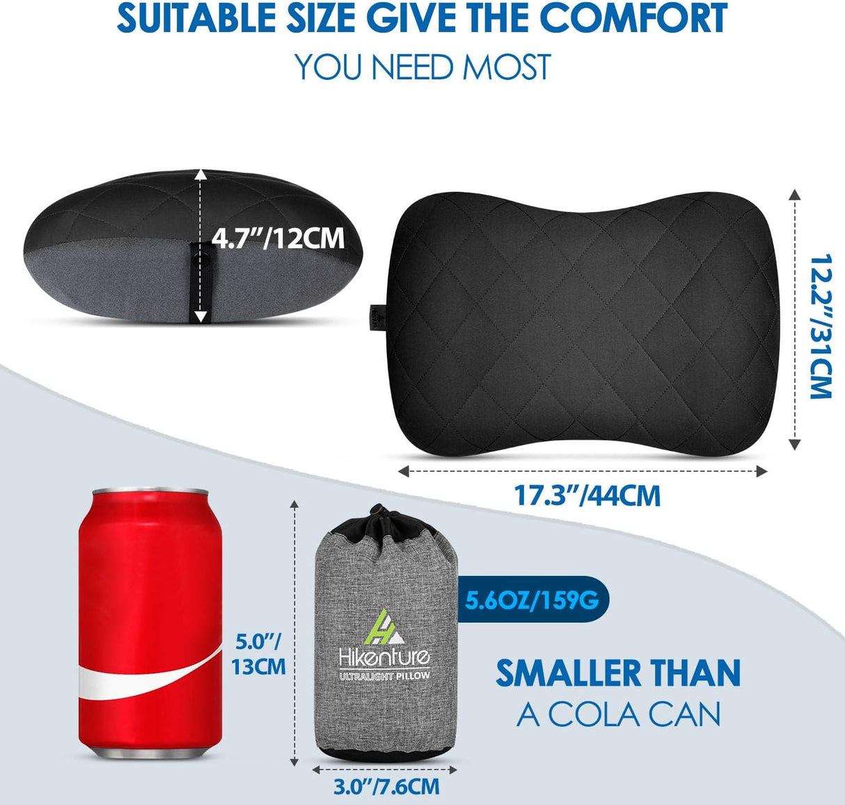 Almohada de Camping Inflable Ultraligera con Funda Removible