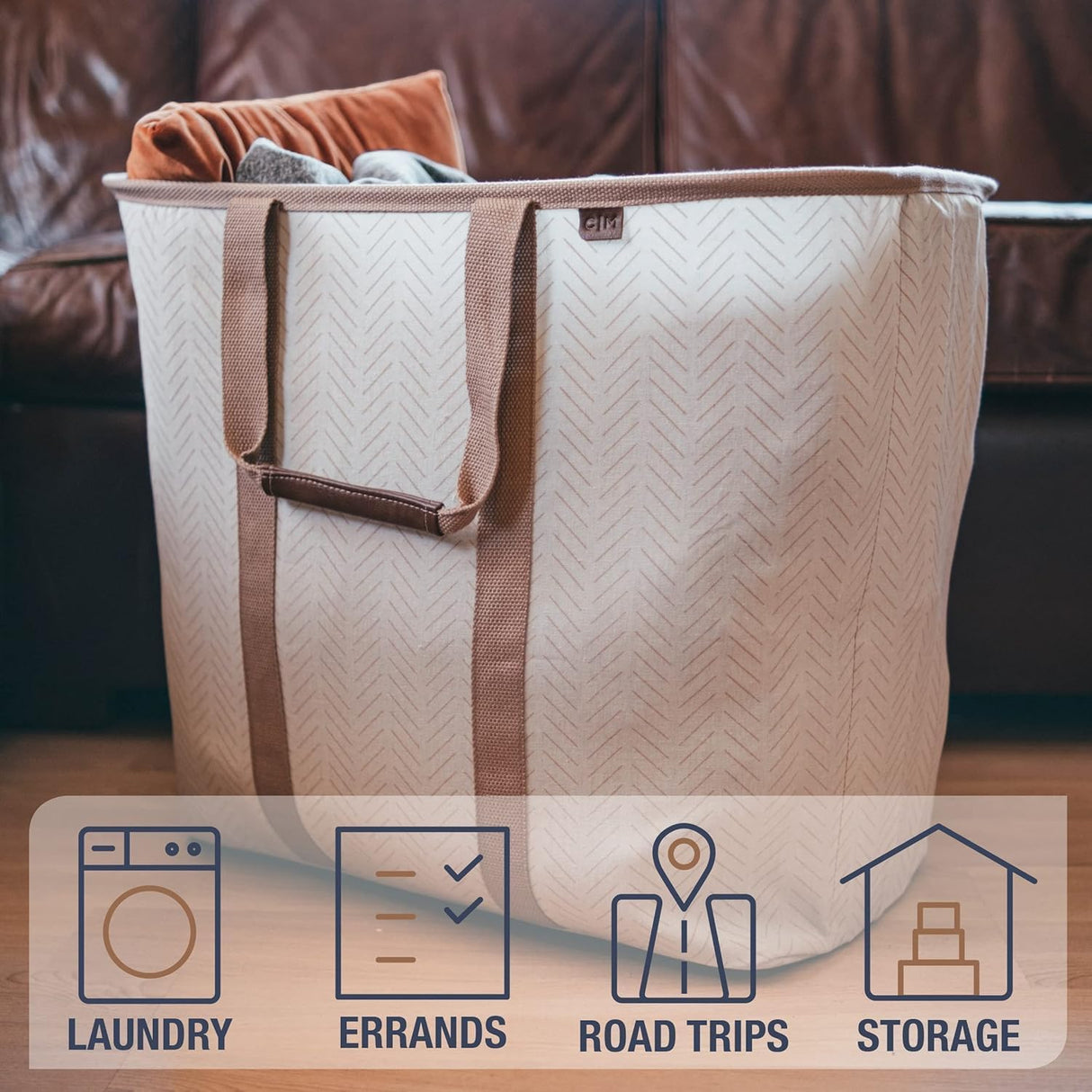 Cesta de lavandería CleverMade 64L, colapsable y resistente