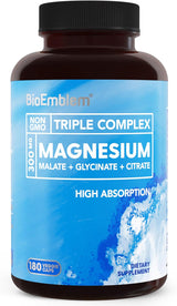 BioEmblem Complejo de Magnesio Triple | 300mg, Alta Absorción, Vegan