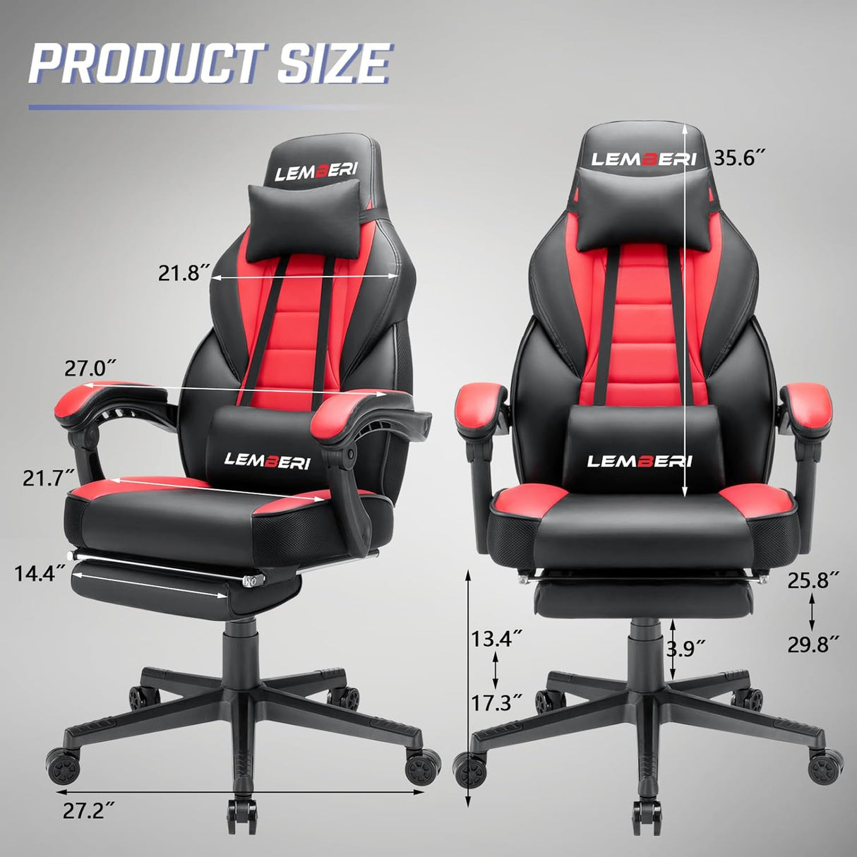 Silla de videojuegos con reposapiés, soporte lumbar y modelo Racing