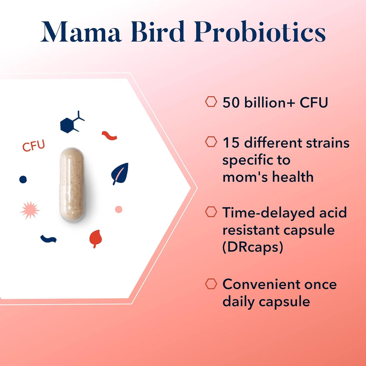Suplemento Probióticos Mama Bird, 50 mil millones de CFU  15