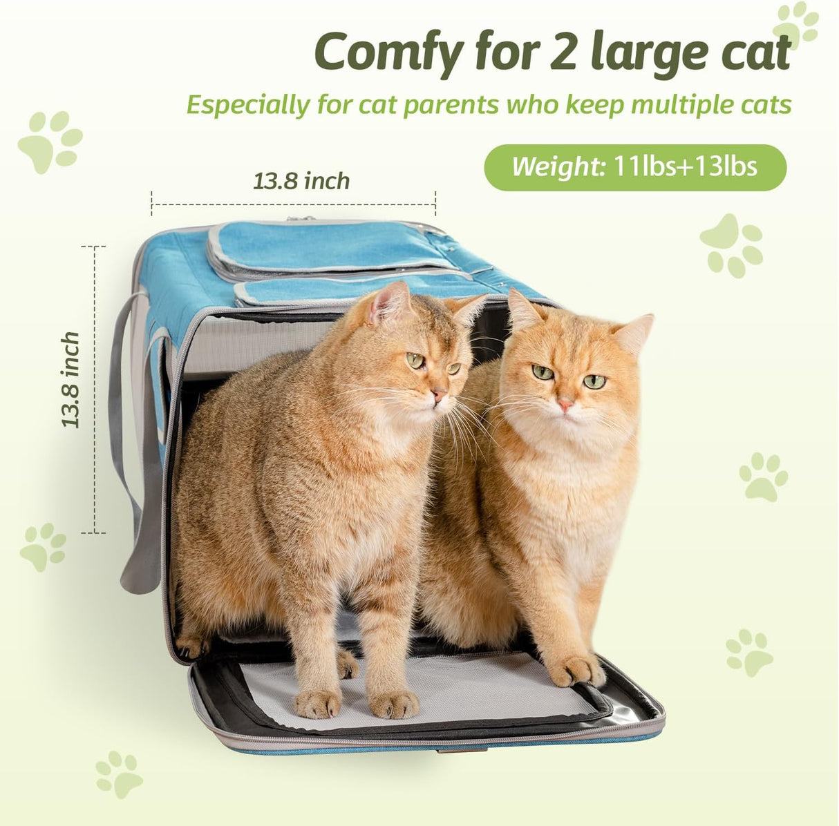 Transportadora para Gatos Sedioso, Ventilada, 2 Gatos, 38lbs