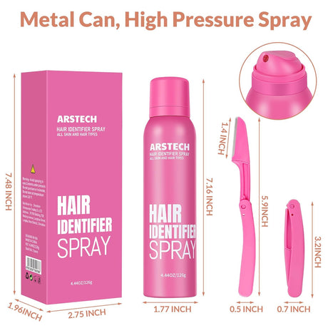Spray Identificador de Vello, Kit de Afeitado Facial, 4 Raspadores