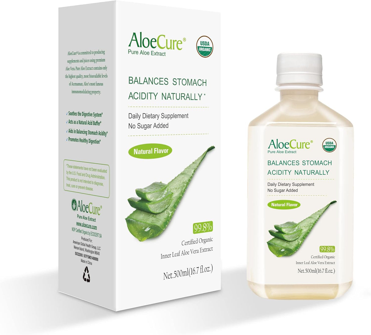 Suplemento Jugo puro de aloe vera certificado USDA 16.9fl