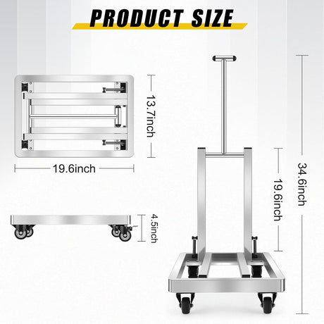 Carretilla Plegable de Acero Inoxidable, 500 LB, 4 Ruedas